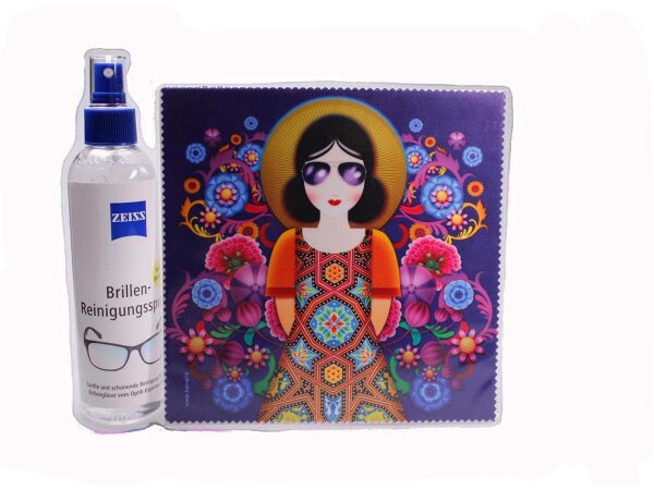Mikrofasertuch "Frau mit Hut/Blumen lila"