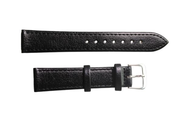 Uhrenband Glattleder Schwarz 18 mm