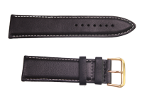 Uhrenband Schwarz mit weißer Ziernaht 24 mm