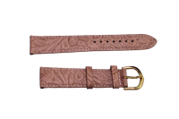 Uhrenband Hellbraun mit Blumenmuster 20 mm