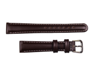 Uhrenband Dunkelbraun mit weißer Ziernaht 14 mm