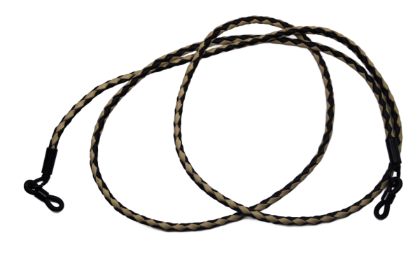 Brillenband echt Leder geflochten (Beige/ Schwarz)