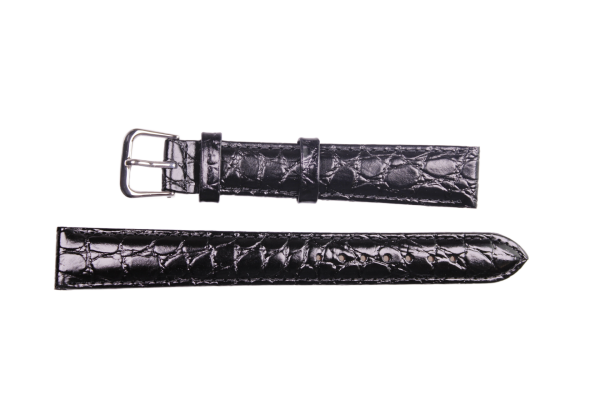 Uhrenband aus Leder in Schwarz 16 mm